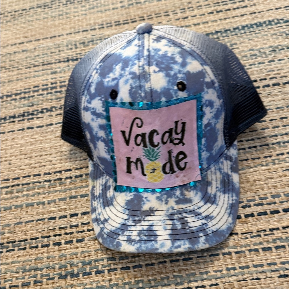 Blue Tie-Dye 'Vacay Mode' Cap